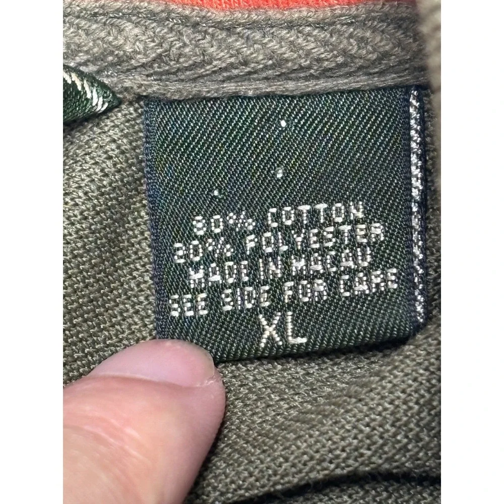 Eddie Bauer Mens XL Olive Green Short Sleeve Half Zip Polo‎ Shirt